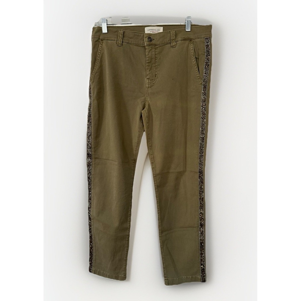 Current/Elliott Army Green Pants w/ Side Line Beaded Detail Sz. 28